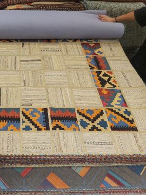 cream patchwork kilim rug