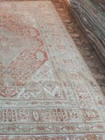 Stunning Distressed Handmade Persian Tribal Rug | 9×12 ft Terracotta, Sage & Ivory Wool Carpet - Image 4