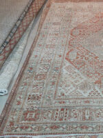 Stunning Distressed Handmade Persian Tribal Rug | 9×12 ft Terracotta, Sage & Ivory Wool Carpet - Image 2