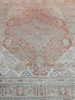 Stunning Distressed Handmade Persian Tribal Rug | 9×12 ft Terracotta, Sage & Ivory Wool Carpet - Image 3