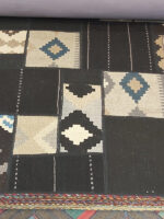 Elegant Modern Handmade Patchwork Kilim Rug | 9×12 Black & Neutral Wool Carpet with Tribal Geometric Panels – Luxury Designer Statement - Image 3