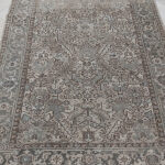 Vintage Distressed Persian Tribal Rug – Handmade Wool Carpet in Neutral Gray, Beige & Soft Earth Tones