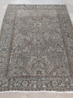 Vintage Distressed Persian Tribal Rug – Handmade Wool Carpet in Neutral Gray, Beige & Soft Earth Tones