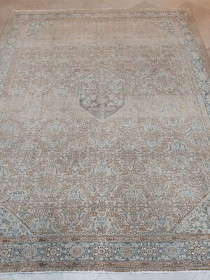 Vintage Distressed Beige Wool Rug