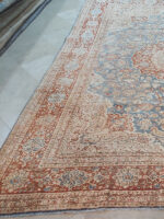 Stunning Vintage Handmade Persian Floral Rug | 9×12 Sky Blue, Terracotta & Cream Wool Carpet – Luxurious Medallion - Image 2