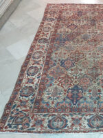 Stunning Vintage Handmade Persian-Style Area Rug | 6.7 x 9.4 ft Red & Blue Floral Medallion - Image 2