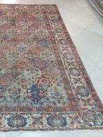 Stunning Vintage Handmade Persian-Style Area Rug | 6.7 x 9.4 ft Red & Blue Floral Medallion - Image 3