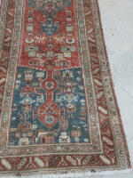 Vintage Handmade Tribal Runner Rug | 3×11.9 ft A Perfect Wool Carpet in Terracotta & Blue Geometric Motifs - Image 2