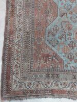 Vintage Distressed Tribal Style Area Rug | 7.1×10.1 ft  | Terracotta & Slate Antique Wool Carpet - Image 5