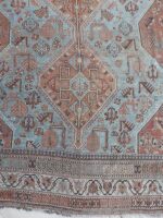 Vintage Distressed Tribal Style Area Rug | 7.1×10.1 ft  | Terracotta & Slate Antique Wool Carpet - Image 2