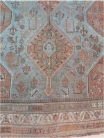 Vintage Distressed Tribal Style Area Rug | 7.1×10.1 ft  | Terracotta & Slate Antique Wool Carpet - Image 4