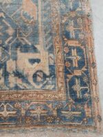 Vintage Distressed Borujerd Runner | 4×8.3 ft  | Navy Blue and Cream Geometric Tribal Carpet - Image 5