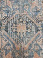 Vintage Distressed Borujerd Runner | 4×8.3 ft  | Navy Blue and Cream Geometric Tribal Carpet - Image 4