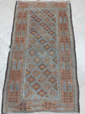 Vintage Distressed Baluchi Geometric Runner