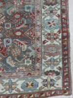 Vintage Distressed Malayer Geometric Rug | 3.2×6.4 ft  | Luxe Sage and Moss Green Persian Carpet - Image 5