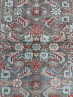 Vintage Distressed Malayer Geometric Rug | 3.2×6.4 ft  | Luxe Sage and Moss Green Persian Carpet - Image 4