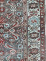 Vintage Distressed Malayer Geometric Rug | 3.2×6.4 ft  | Luxe Sage and Moss Green Persian Carpet - Image 3