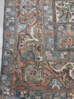 Vintage Distressed Bakhtiar Tile Style Rug | 9.1×11.2 ft  | Antique Khesti Floral Garden Carpet - Image 5