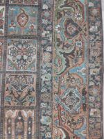 Vintage Distressed Bakhtiar Tile Style Rug | 9.1×11.2 ft  | Antique Khesti Floral Garden Carpet - Image 3