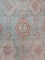 Vintage Distressed Muted Medallion Area Rug | 8.1×11.2 ft  | Antique Ivory and Slate Blue Wool Carpet - Image 2