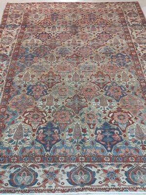 Vintage Distressed Bakhtiar Cypress Tile Rug