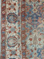 Vintage Distressed Bakhtiar Cypress Tile Rug | 6.7×9.4 ft  | Muted Terracotta and Slate Blue Garden Carpet - Image 4