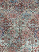 Vintage Distressed Bakhtiar Cypress Tile Rug | 6.7×9.4 ft  | Muted Terracotta and Slate Blue Garden Carpet - Image 2