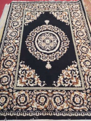 Modern Minimalist Charcoal and Gold Rug