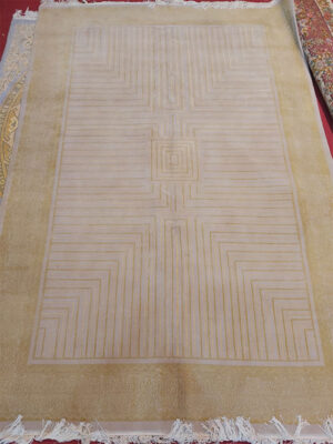 Modern Minimalist Beige and Golden Rug