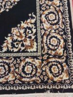 Modern Minimalist Charcoal and Gold Rug | 6.5×9.5 ft  | Deep Charcoal and Gilded Gold with Iconic Versace Greek Key Border - Image 5