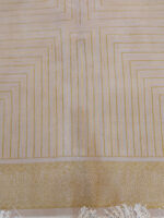 Modern Minimalist Beige and Golden Rug | 6.5×9.7 ft  | Gilded Beige with Golden Linear Abstraction - Image 2