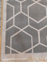 Modern Hexagonal Geometric Carpet | 6.2×9.3 ft  | Minimalist Cream & Sand Luxury Carpet - Image 4