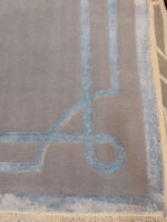 Modern Minimalist Rug | 6.5×9.7 ft  | Deep Slate Gray with Frost Blue Geometric Border - Image 4