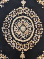 Modern Minimalist Charcoal and Gold Rug | 6.5×9.5 ft  | Deep Charcoal and Gilded Gold with Iconic Versace Greek Key Border - Image 4