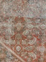 Vintage Distressed Mahal Rug | 9.7×10.1 ft  | Luxury Geometric Medallion Carpet with Moss Green Patina - Image 3