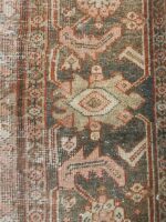 Vintage Distressed Mahal Rug | 9.7×10.1 ft  | Luxury Geometric Medallion Carpet with Moss Green Patina - Image 2