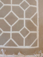 Modern Geometric Lattice Rug | 6.4×10.2 ft  | Minimalist Beige & Cream Trellis Carpet - Image 2