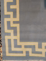 Modern Minimalist Deep Navy Rug | 6.4×8 ft  | Deep Navy and Slate Blue with Ivory Geometric Border - Image 2