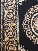 Modern Minimalist Charcoal and Gold Rug | 6.5×9.5 ft  | Deep Charcoal and Gilded Gold with Iconic Versace Greek Key Border - Image 3