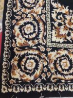 Modern Minimalist Charcoal and Gold Rug | 6.5×9.5 ft  | Deep Charcoal and Gilded Gold with Iconic Versace Greek Key Border - Image 2