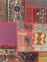 Heritage Mosaic Patchwork | 7.7 x 10.4 ft | Jewel-Toned Crimson and Indigo with Distressed Vintage Fragments - Image 5