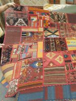 Heritage Mosaic Patchwork | 7.7 x 10.4 ft | Jewel-Toned Crimson and Indigo with Distressed Vintage Fragments - Image 2