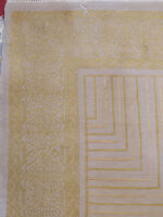 Modern Minimalist Beige and Golden Rug | 6.5×9.7 ft  | Gilded Beige with Golden Linear Abstraction - Image 3