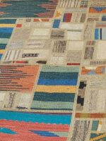 Ethereal Ivory Mosaic | 7.7 x 10.4 ft | Bone-Toned Field with Reclaimed Tribal Symbolism - Image 3