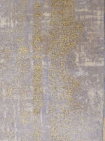 Modern Abstract Handmade Rug | 6.4×10.9 ft  | Minimalist Grey & Gold Luxury Carpet - Image 2